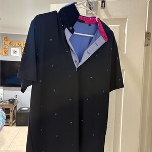 Greyson Black Polo Shirt with Blue and Pink Accents